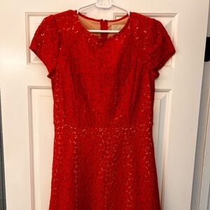 Loft Pink/Red Lace Dress